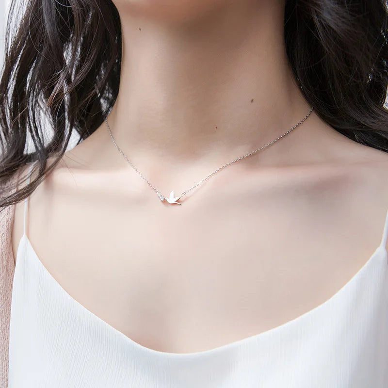 Fashion Sweet Dove CZ Collarbone Necklace DS965