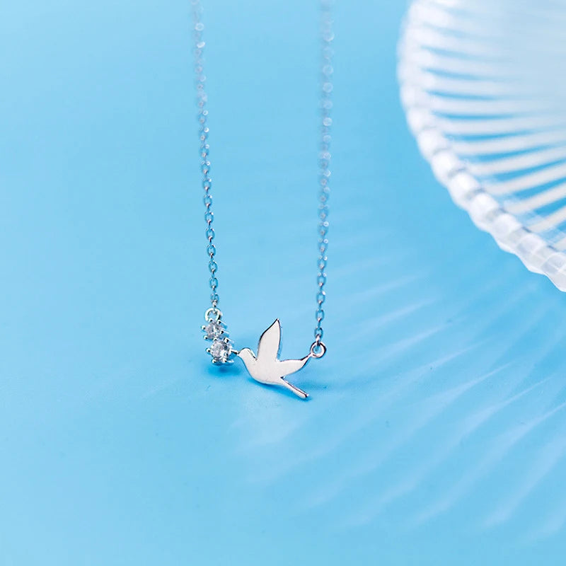 Fashion Sweet Dove CZ Collarbone Necklace DS965