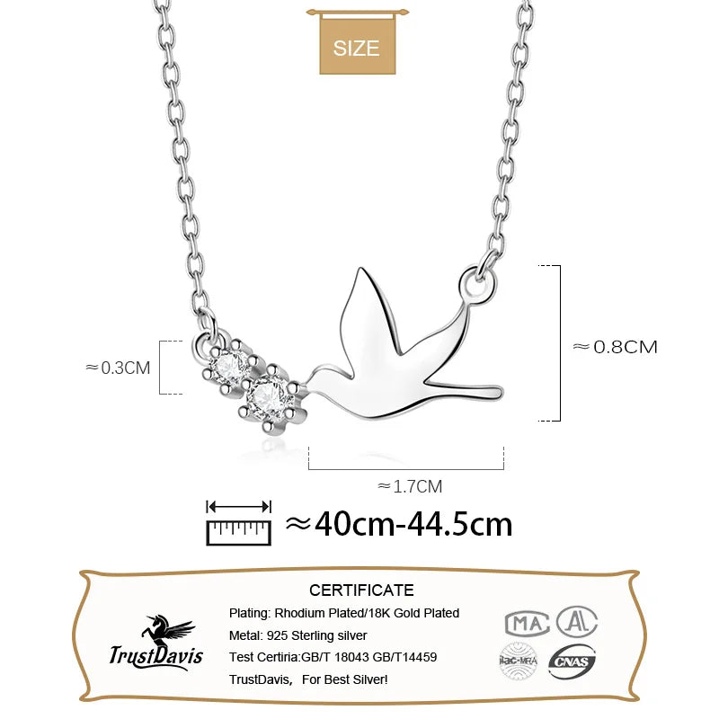 Fashion Sweet Dove CZ Collarbone Necklace DS965