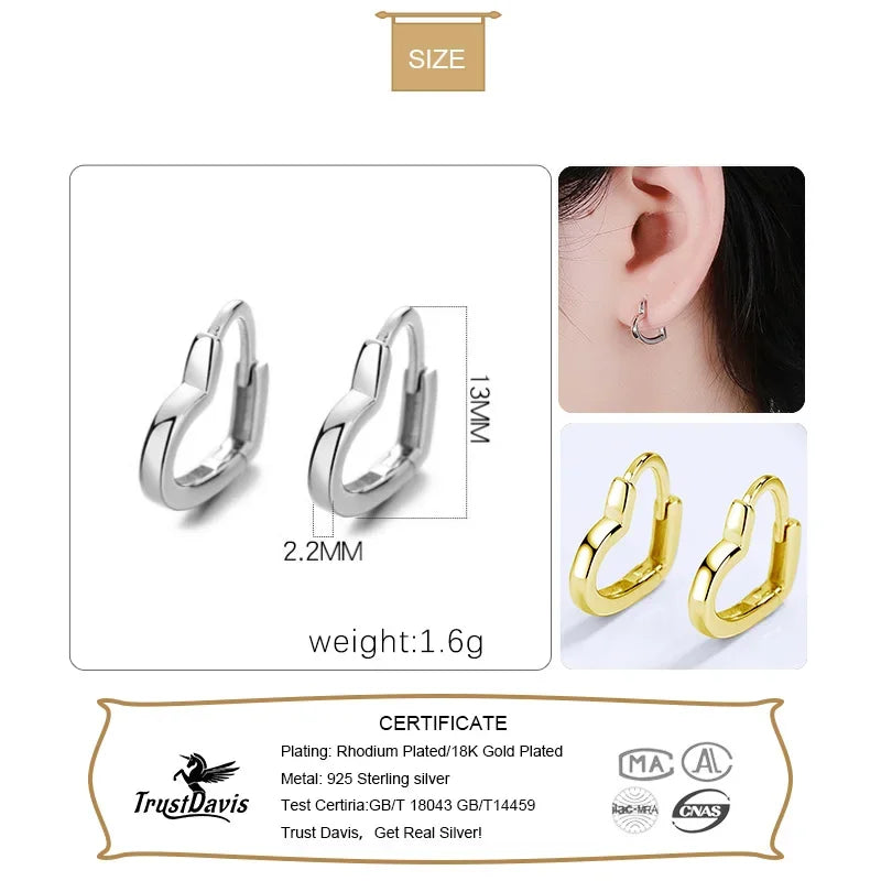 Heart Hoop Earrings Romantic Hollow Love Heart Earring DA2561