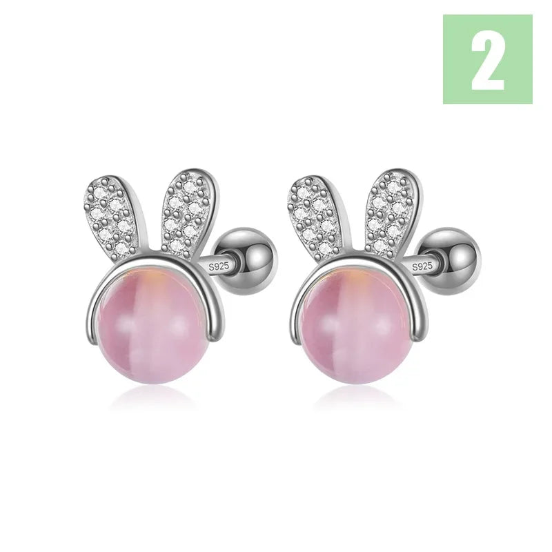 Kids Glaze Animal Rabbit Screw Stud Earrings DF2091