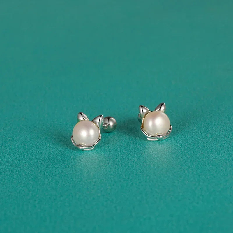 Kids Glaze Animal Rabbit Screw Stud Earrings DF2091