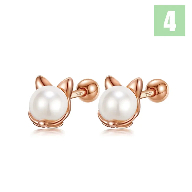 Kids Glaze Animal Rabbit Screw Stud Earrings DF2091