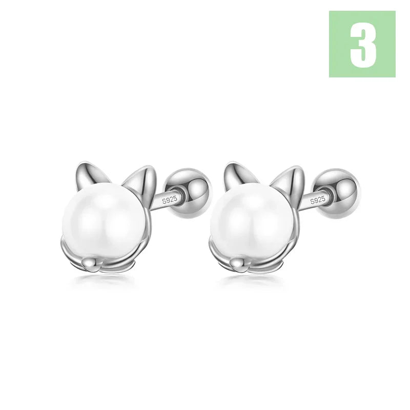 Kids Glaze Animal Rabbit Screw Stud Earrings DF2091