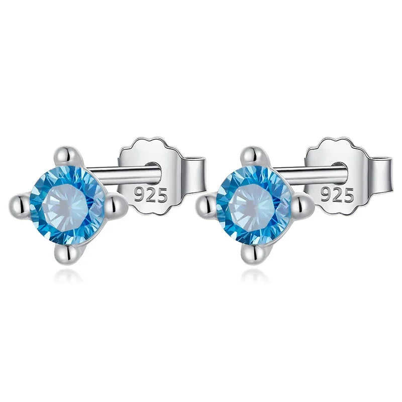 Fashion Mini Square Blue CZ Stud Earrings DB515