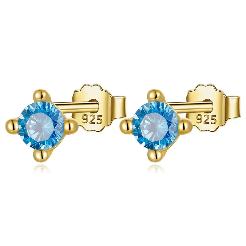 Fashion Mini Square Blue CZ Stud Earrings DB515