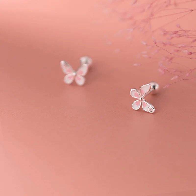 Fashion Sweet Mini Insect Butterfly Screw Stud Earrings DB082