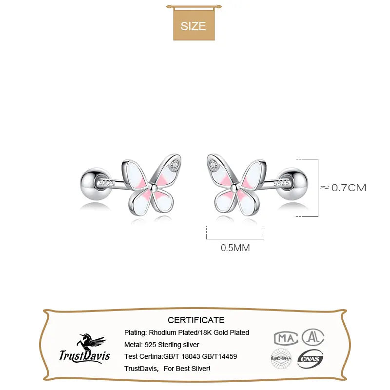 Fashion Sweet Mini Insect Butterfly Screw Stud Earrings DB082