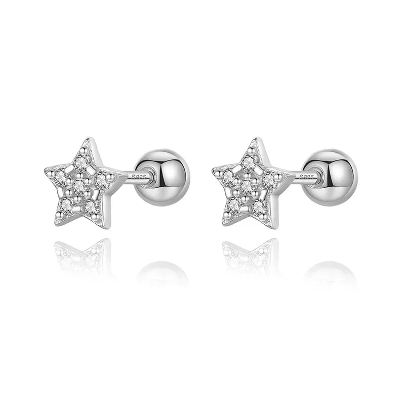 Fashion Sweet Romantic Heart CZ Bead Screw Stud Earrings DA2508