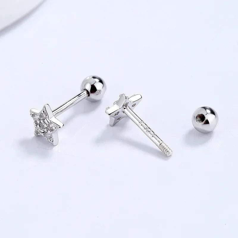 Fashion Sweet Romantic Heart CZ Bead Screw Stud Earrings DA2508