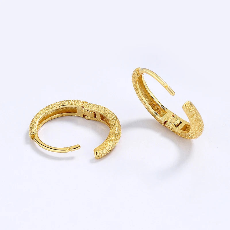 Cute 18K Gold Grind Arenaceous Hoop Earrings DG0042