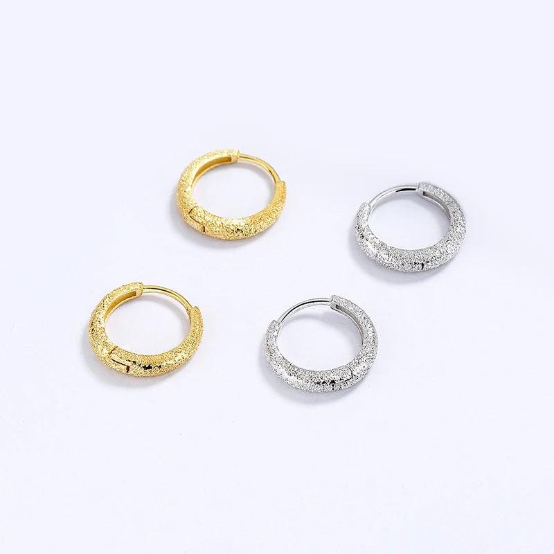 Cute 18K Gold Grind Arenaceous Hoop Earrings DG0042