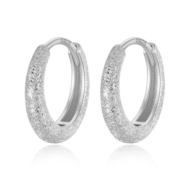 Cute 18K Gold Grind Arenaceous Hoop Earrings DG0042