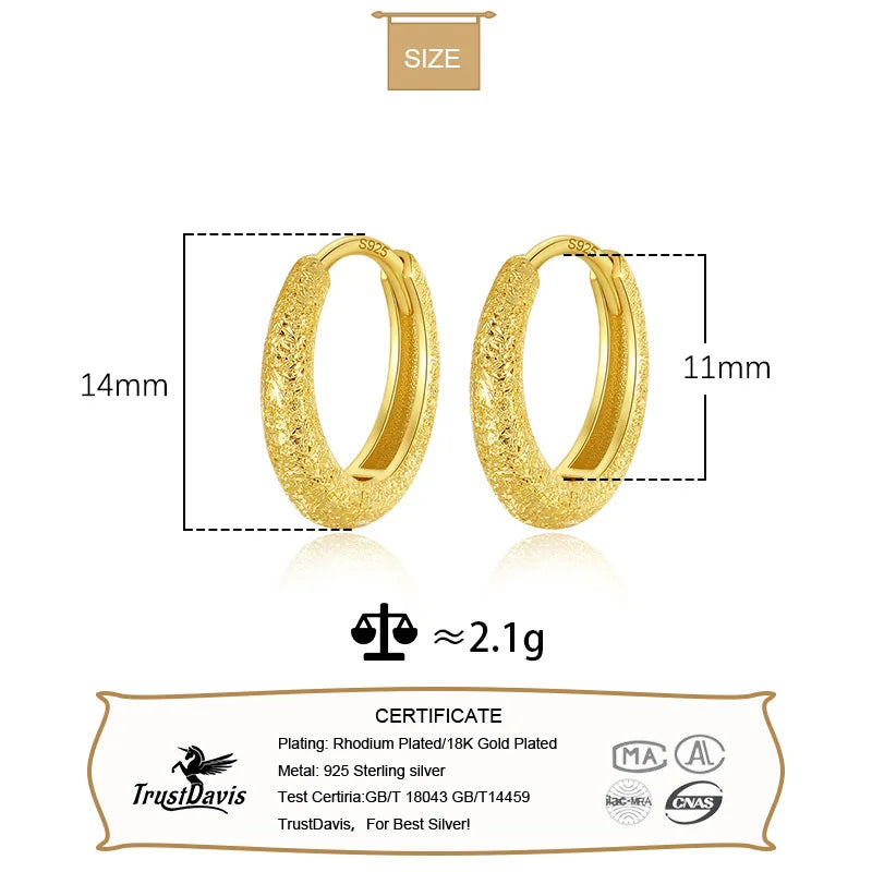 Cute 18K Gold Grind Arenaceous Hoop Earrings DG0042