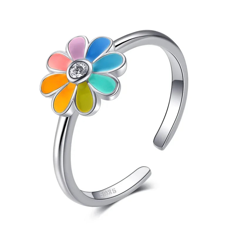 Cute Colour Flower Ring Earring Bracelet Necklace DK004