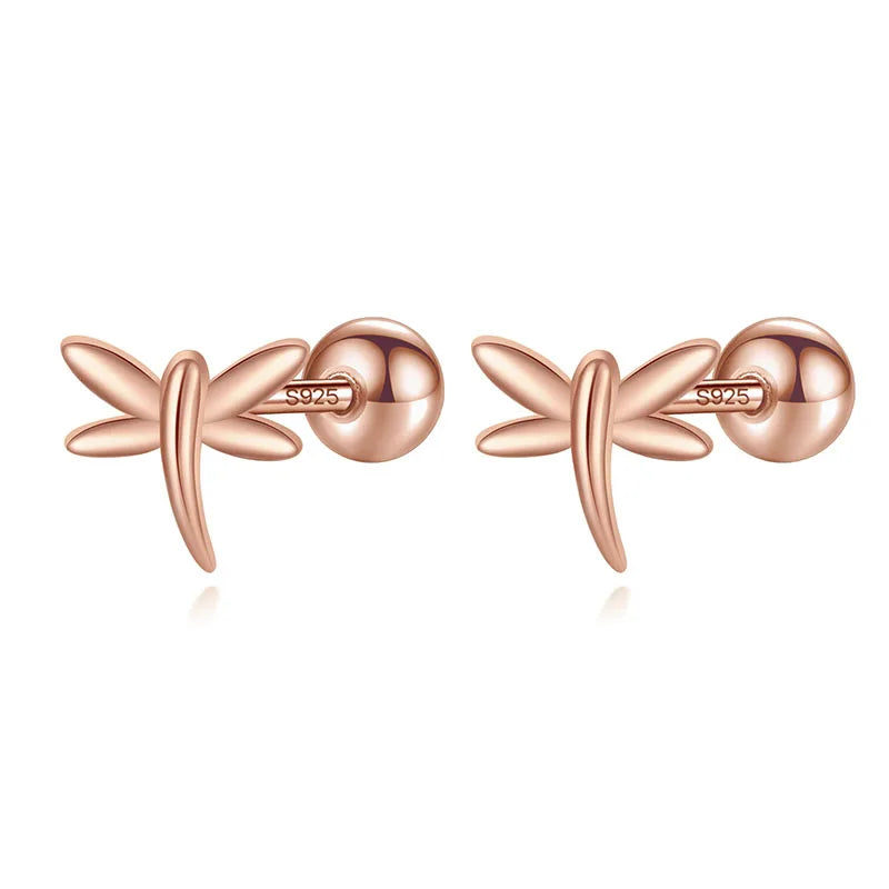 Cute Insect Dragonfly Screw Stud Earrings DG0179