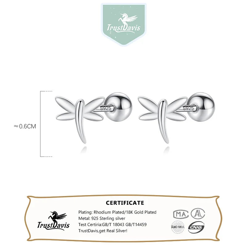 Cute Insect Dragonfly Screw Stud Earrings DG0179