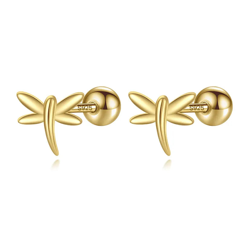 Cute Insect Dragonfly Screw Stud Earrings DG0179