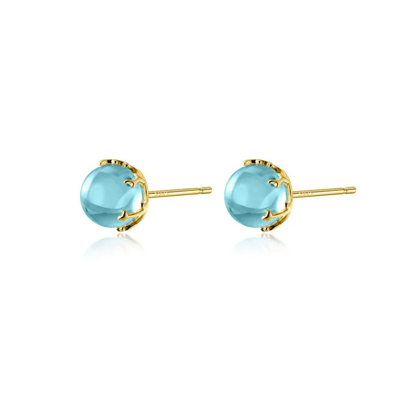 Fashion Round Blue Crystal Stud Earrings DA2973