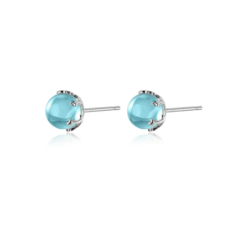 Fashion Round Blue Crystal Stud Earrings DA2973