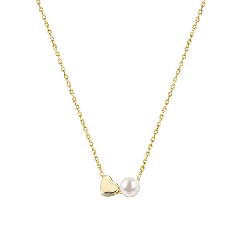 Romantic Heart Synthesis Pearl Choker Necklace DB1404