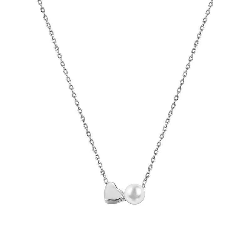 Romantic Heart Synthesis Pearl Choker Necklace DB1404
