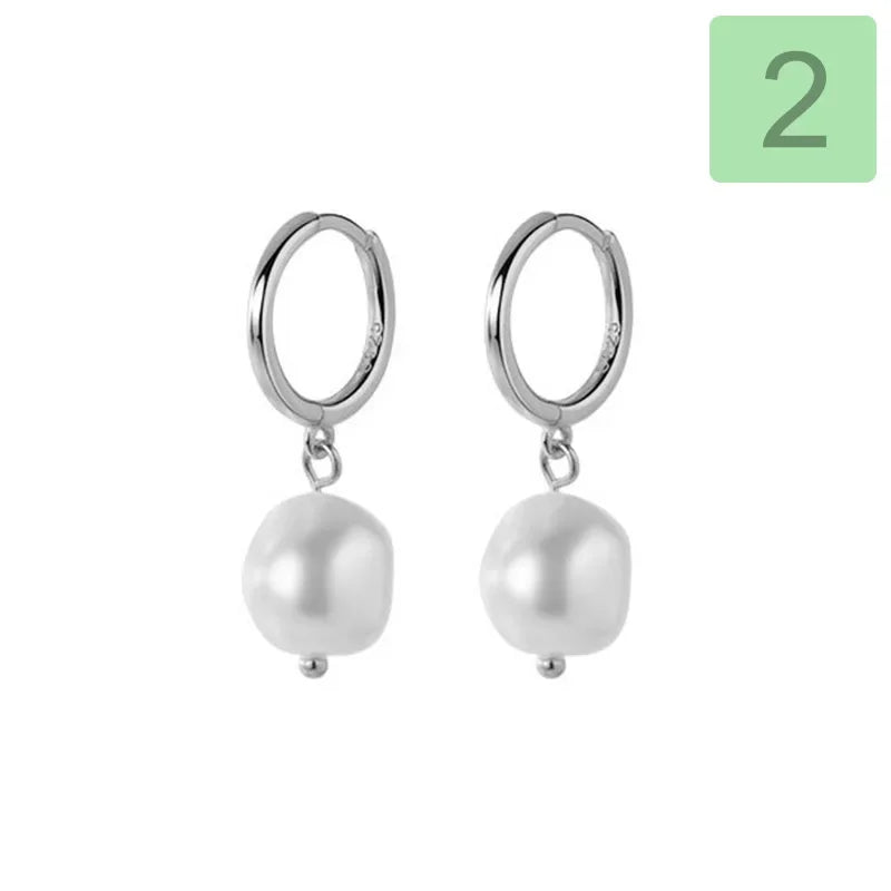 Sweet Irregular Baroque Pearl Hoop Earrings DB338