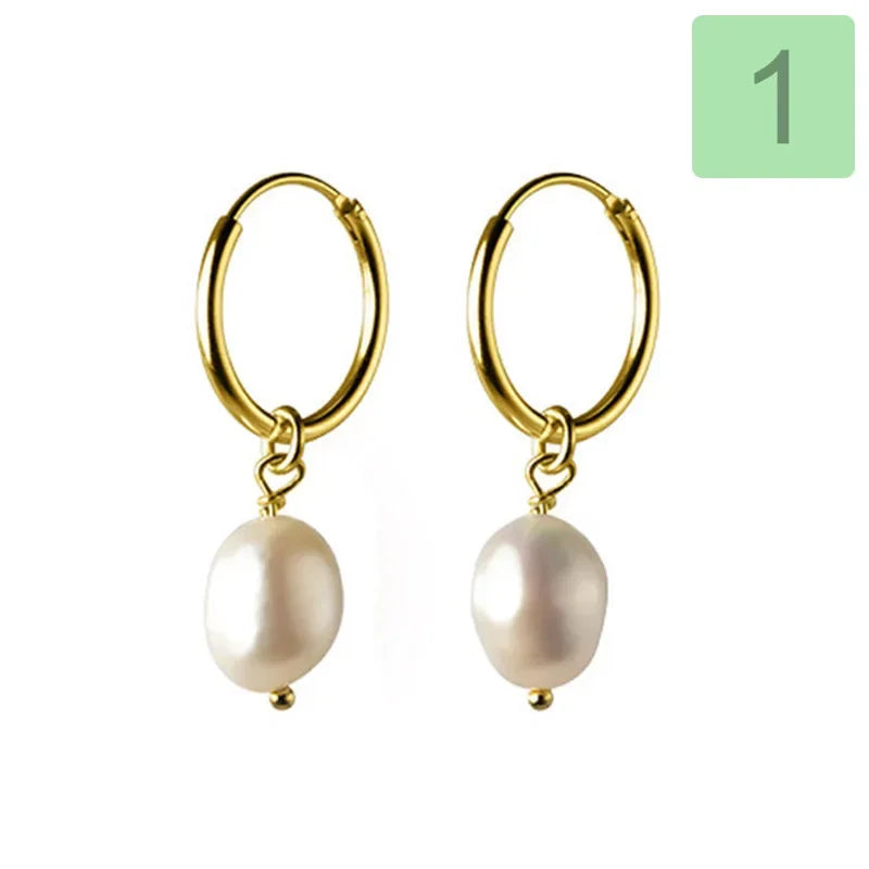 Sweet Irregular Baroque Pearl Hoop Earrings DB338