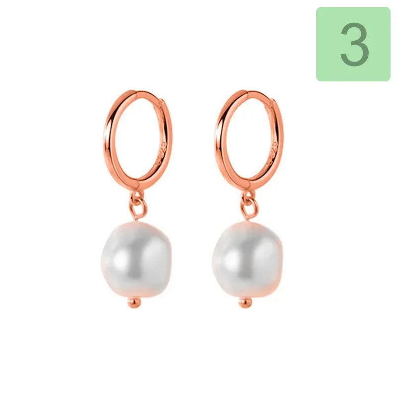 Sweet Irregular Baroque Pearl Hoop Earrings DB338