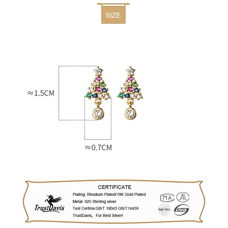 Christmas Tree Color Shiny CZ Stud Earring DA2458