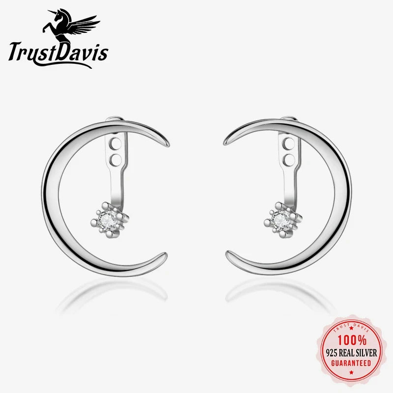 Fashion Moon Shiny CZ Stud Earrings DS1872