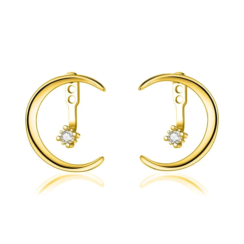 Fashion Moon Shiny CZ Stud Earrings DS1872