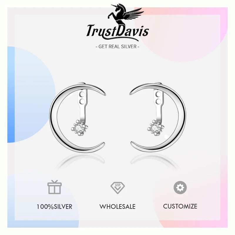 Fashion Moon Shiny CZ Stud Earrings DS1872