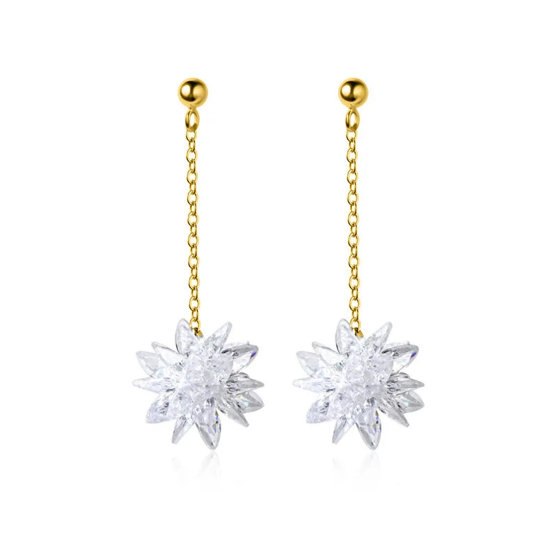 Sweet Dazzling Ice Crystal Flower Stud Earring DS2183