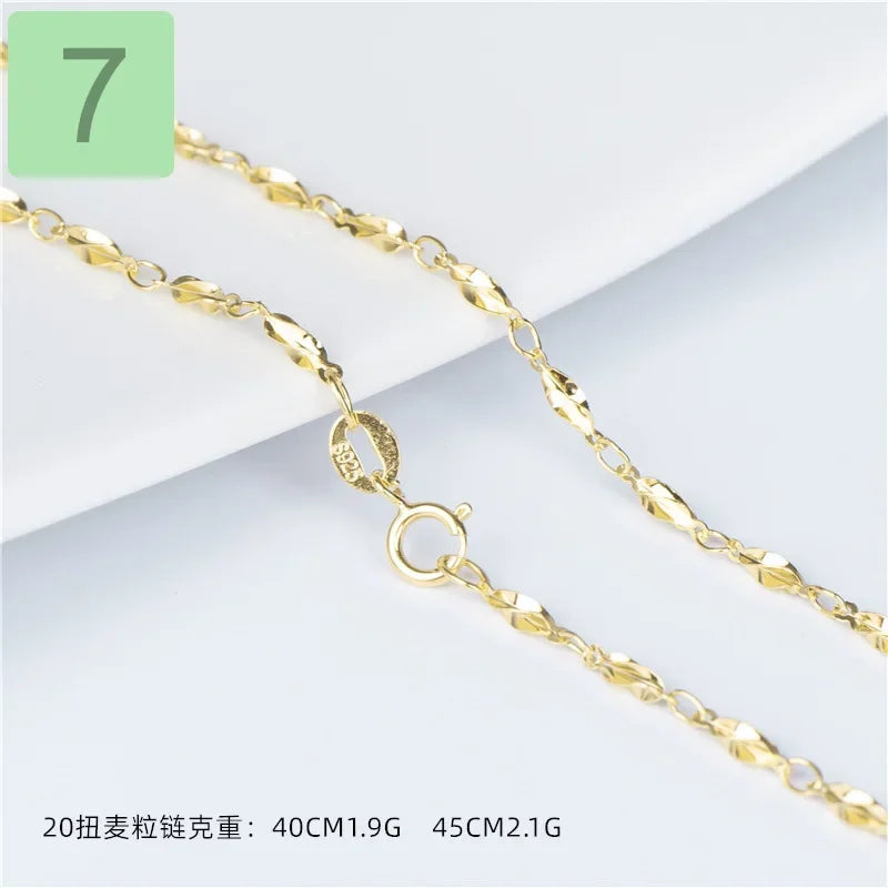 Gold Water-wave Snake Box Beads Chain For Woman 40/45cm Chain Necklace Accessories DC23