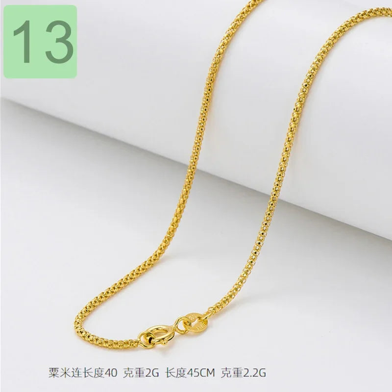 Gold Water-wave Snake Box Beads Chain For Woman 40/45cm Chain Necklace Accessories DC23