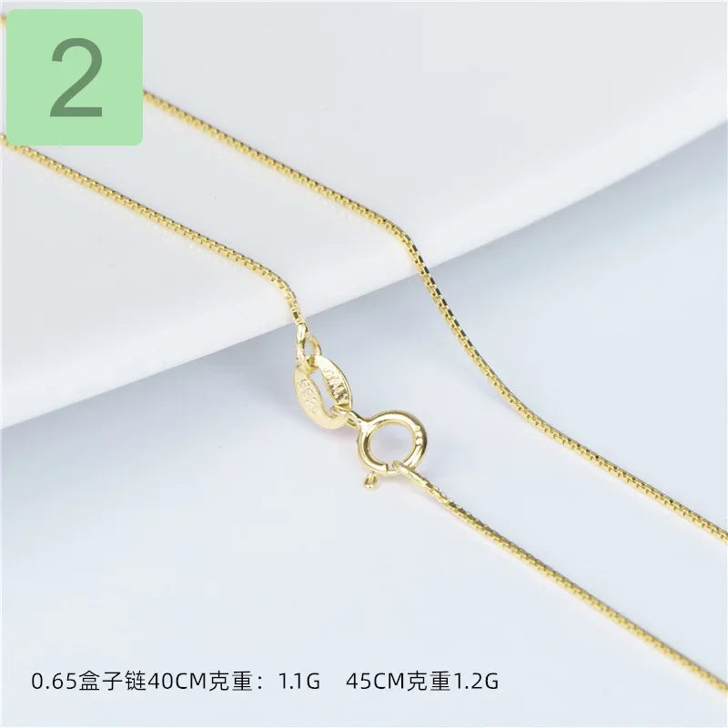 Gold Water-wave Snake Box Beads Chain For Woman 40/45cm Chain Necklace Accessories DC23