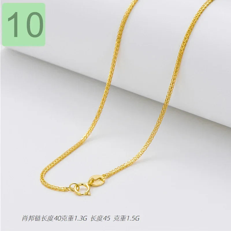 Gold Water-wave Snake Box Beads Chain For Woman 40/45cm Chain Necklace Accessories DC23