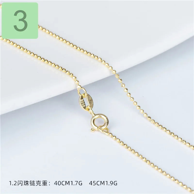 Gold Water-wave Snake Box Beads Chain For Woman 40/45cm Chain Necklace Accessories DC23