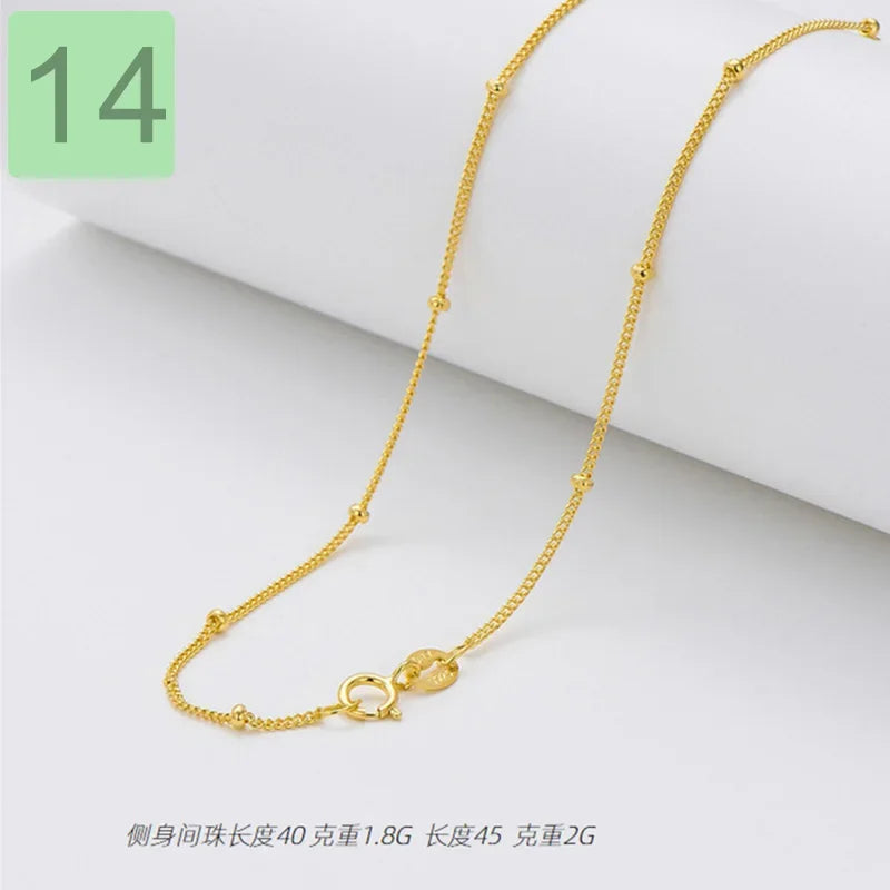 Gold Water-wave Snake Box Beads Chain For Woman 40/45cm Chain Necklace Accessories DC23