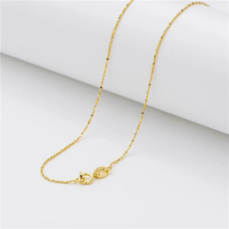 Gold Water-wave Snake Box Beads Chain For Woman 40/45cm Chain Necklace Accessories DC23