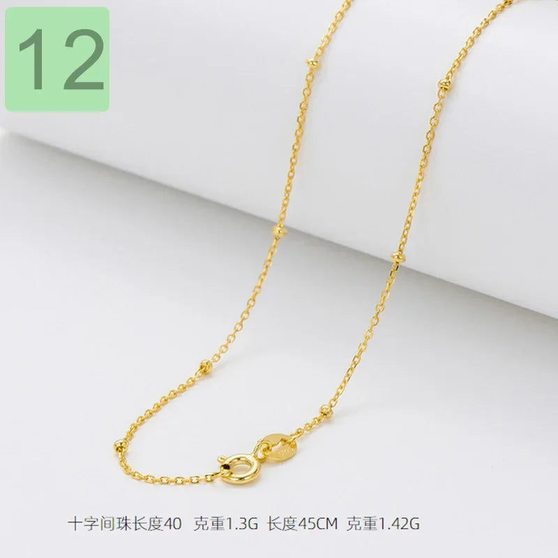 Gold Water-wave Snake Box Beads Chain For Woman 40/45cm Chain Necklace Accessories DC23