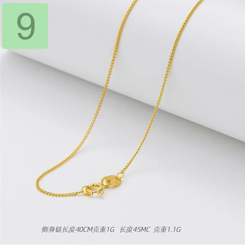 Gold Water-wave Snake Box Beads Chain For Woman 40/45cm Chain Necklace Accessories DC23