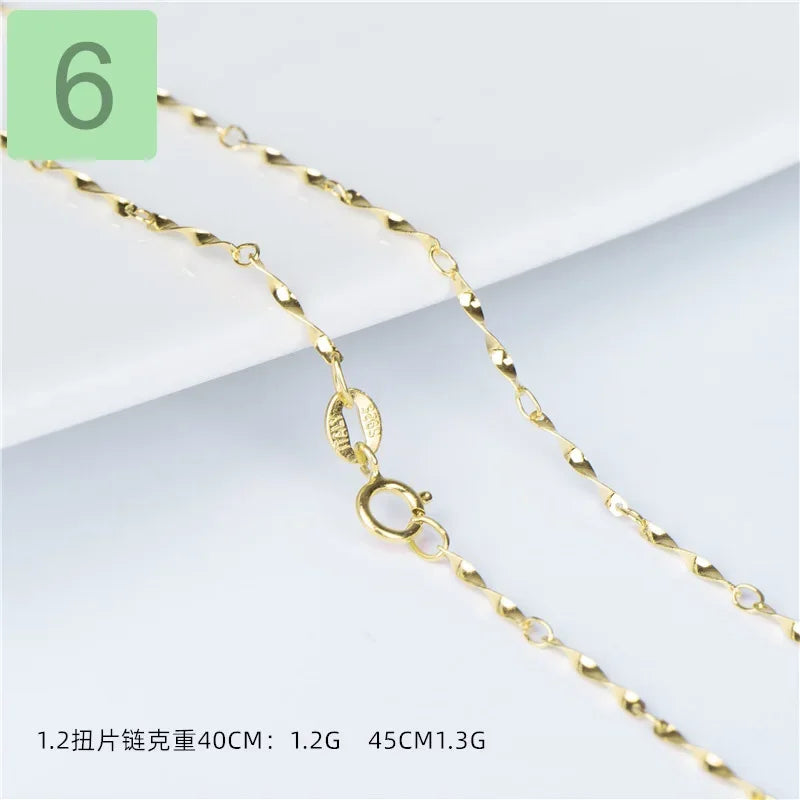 Gold Water-wave Snake Box Beads Chain For Woman 40/45cm Chain Necklace Accessories DC23