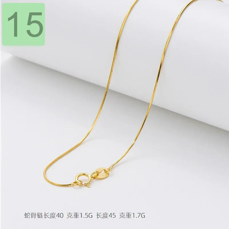 Gold Water-wave Snake Box Beads Chain For Woman 40/45cm Chain Necklace Accessories DC23