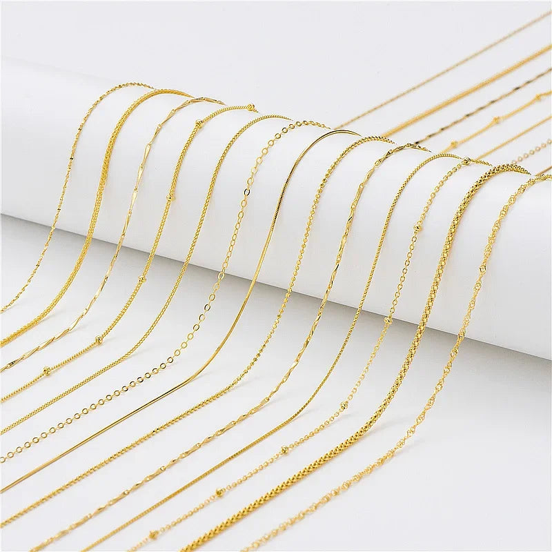 Gold Water-wave Snake Box Beads Chain For Woman 40/45cm Chain Necklace Accessories DC23