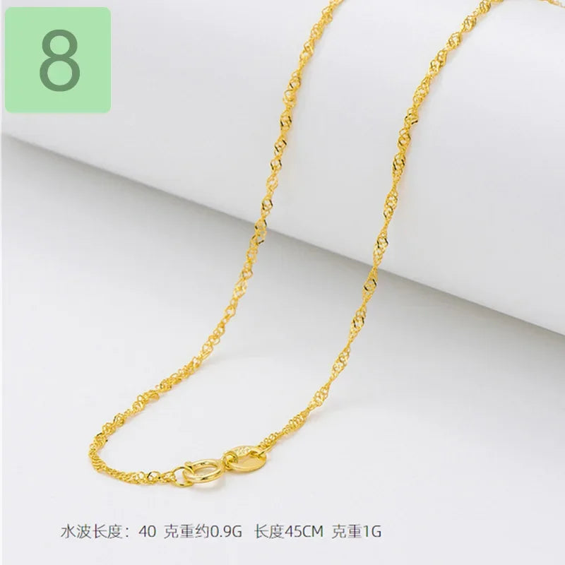 Gold Water-wave Snake Box Beads Chain For Woman 40/45cm Chain Necklace Accessories DC23