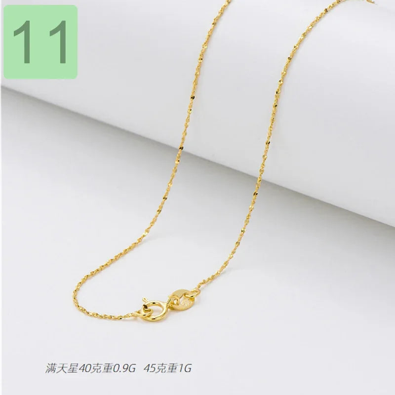 Gold Water-wave Snake Box Beads Chain For Woman 40/45cm Chain Necklace Accessories DC23