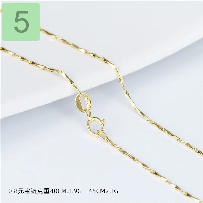 Gold Water-wave Snake Box Beads Chain For Woman 40/45cm Chain Necklace Accessories DC23