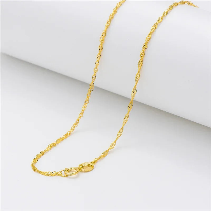 Gold Water-wave Snake Box Beads Chain For Woman 40/45cm Chain Necklace Accessories DC23